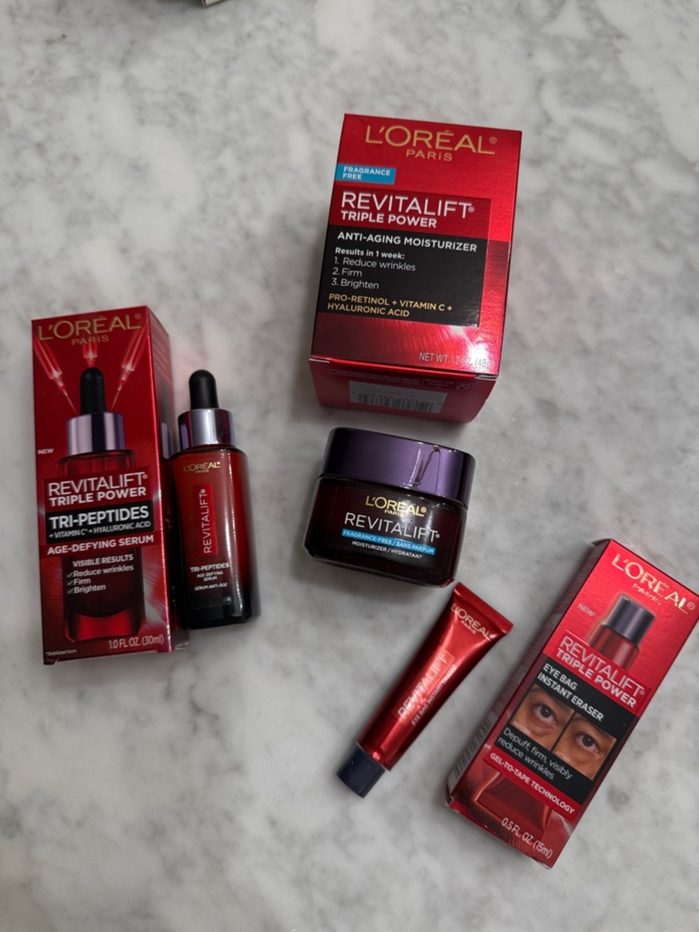 L'Oreal Revitalift Set with Red Accents and Purple Jar